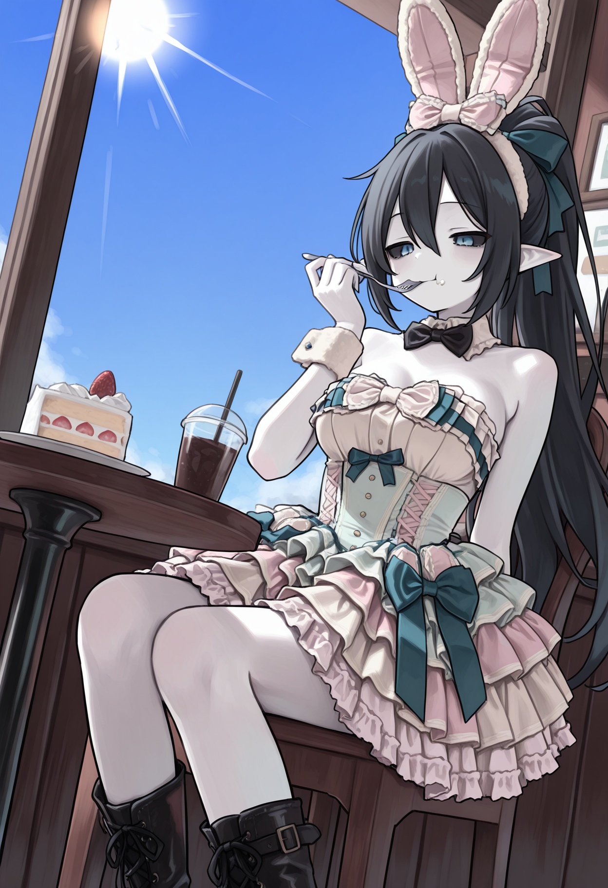 1girl,  pale skin,  black hair on Tensor.Art