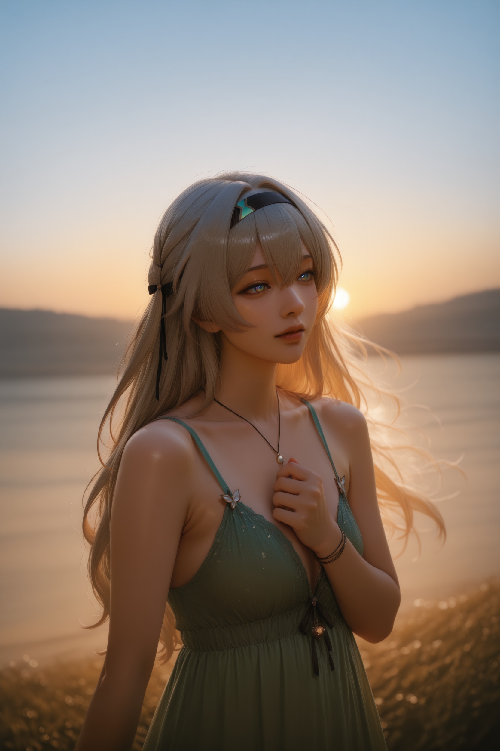 (realistic),.,.,.,.,1girl,jewelry,outdoors,firefly \(honkai: star rail\),, very aesthetic, masterpiece, highres, absurdres,