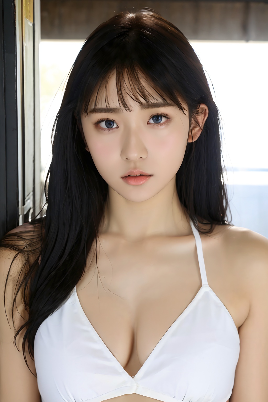 A plump figure:1.7,clothes color random,bronzed skin,Skin **** fat,Tanned skin,best quality,Masterpiece,Super High Resolution,true,1 girl,blue eyes,Don't Be Naked,1girl,front view,looking_at_viewer,(upper_body:1.4),solo,Renai