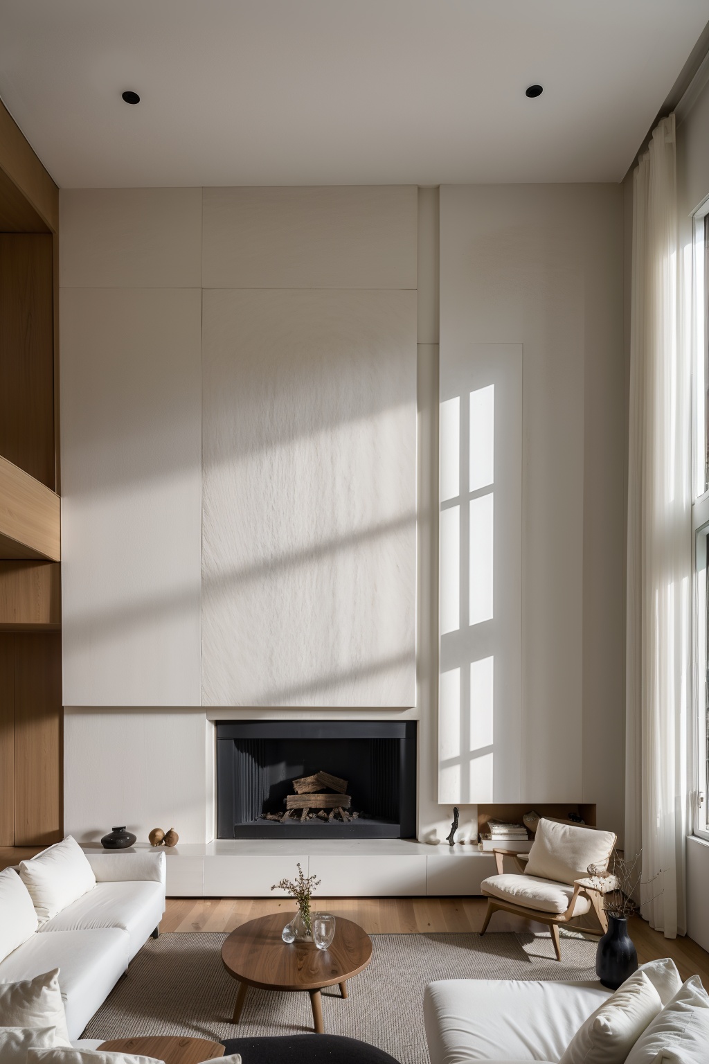 Wood and white,interior design,interior photography,modern design,minimalism,lines,geometry,white walls,white roofs,wood materials,8K,high-definition,high quality,high resolution,details,realism,masterpieces,realism,masterpieces,