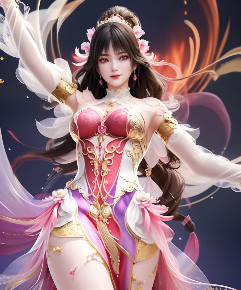 (,1girl, ,best quality, ),looking at viewer, <lora:454-DA-永劫无间-斗罗大陆-小舞:0.8> ,,ultra detailed background,ultra detailed background,ultra realistic 8k cg,, ,masterpiece, (( , )),ultra realistic 8k cgSurrounded by strange, movie perspective, advertising style, Colorful background, splash of color A beautiful woman with delicate facial features,tattoo all over body, flower arms, from below,