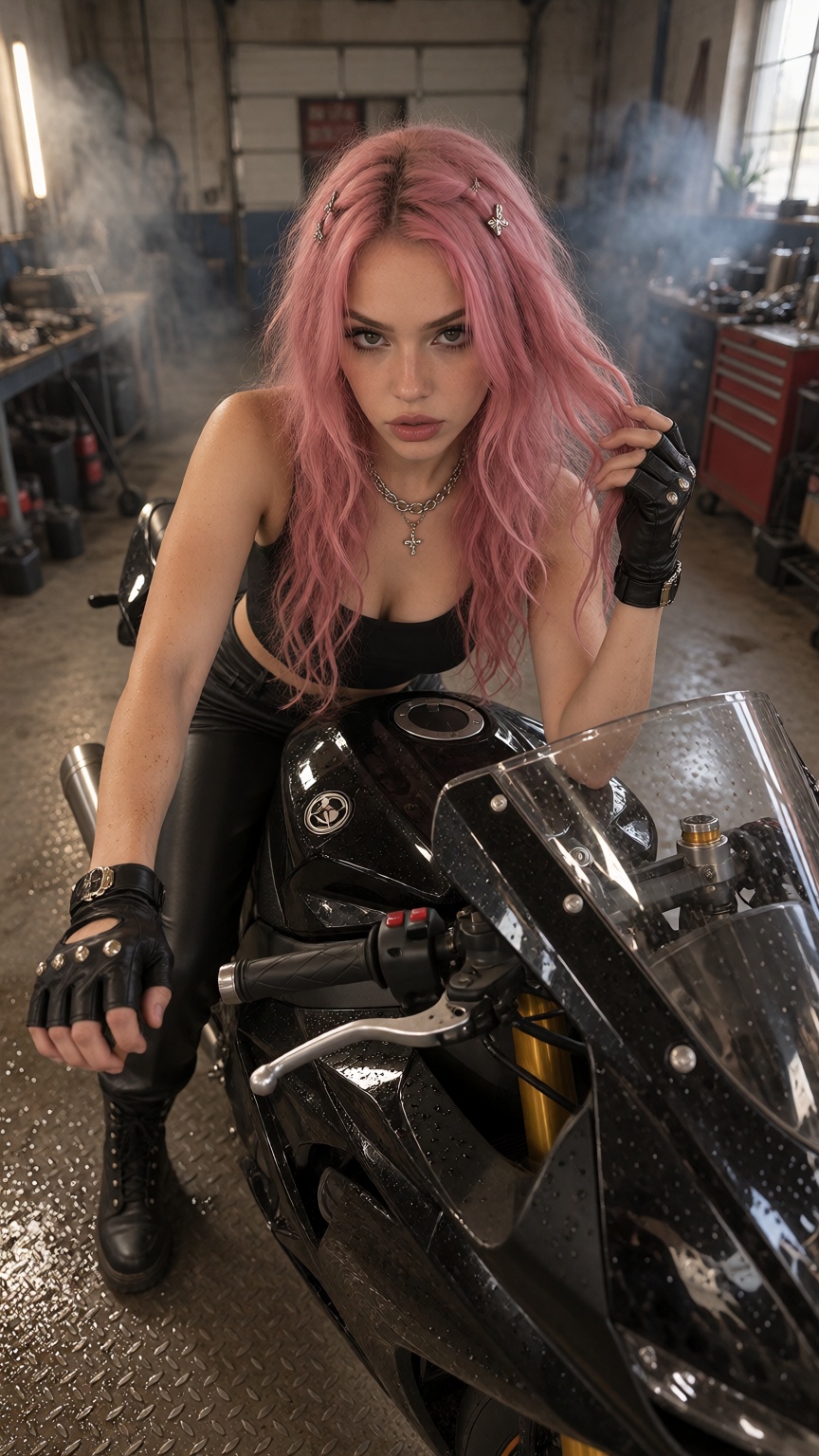 PukiX,  pink hair PukiX,  22-year-old woman with pink hair on Tensor.Art