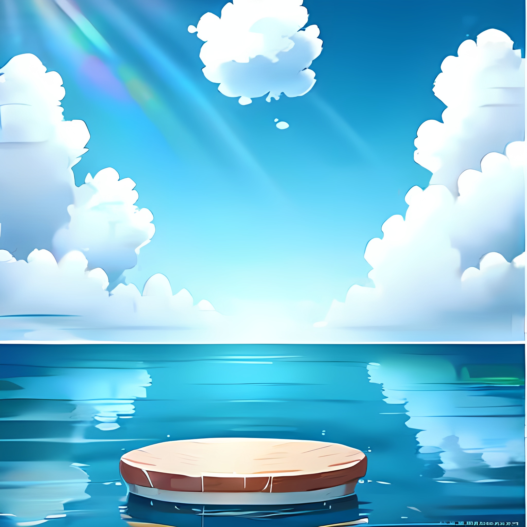jihe,zhantai,minimalist water-themed e-commerce style background,water,sky,cloud,ripples,Depth of fie, <lora:zhantai-003-000018:1>