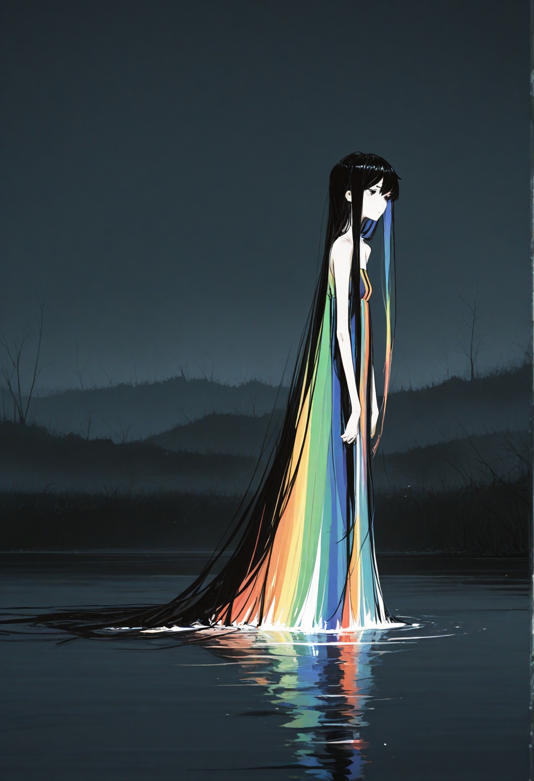 (dino_(dinoartforame):0.5),(yoneyama mai:0.5),The lake,the ink,the girls in very long clothes,the colours,the fog,