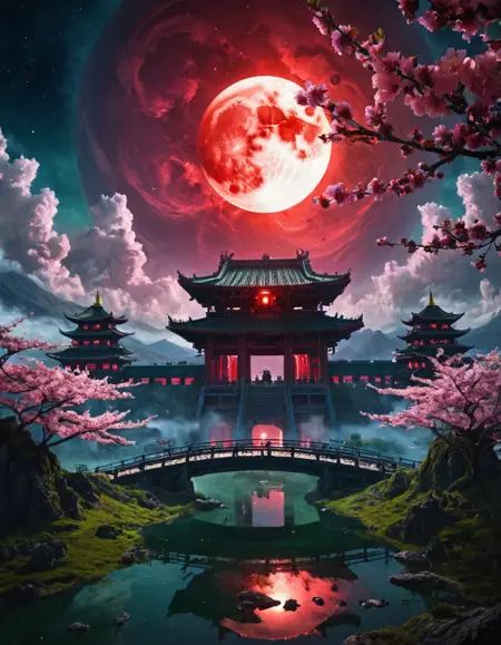 in space,  cyberpunk asian temple,  space station above clouds on Tensor.Art