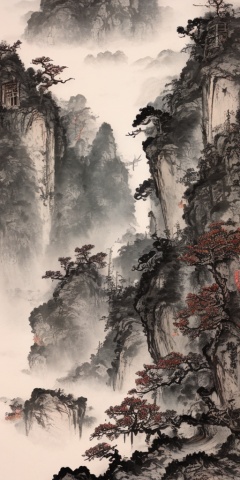 Traditional Chinese ink wash landscape painting with meticulous brushwork,draw,High definition,best quality,masterpiec8K.HDR.Intricate details,ultra detailed,8k,masterpiece,best quality,<lora:guanshanyue_20240304132651-000005:1>,guanshanyue,