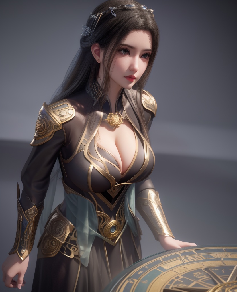 <lora:548-DA-师兄啊师克-碧霄:0.8>(,1girl, ,best quality, ),looking at viewer,ultra detailed background,ultra detailed background,ultra realistic 8k cg, ,masterpiece, (( , )),   (magic, magic circle, ),  (cleavage), (),