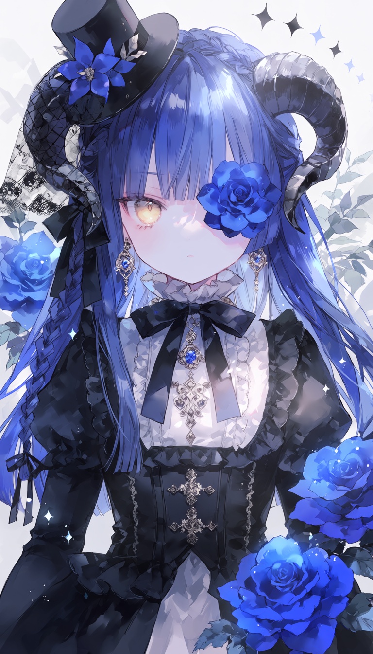 @4x0style,  1girl,  blue hair on Tensor.Art