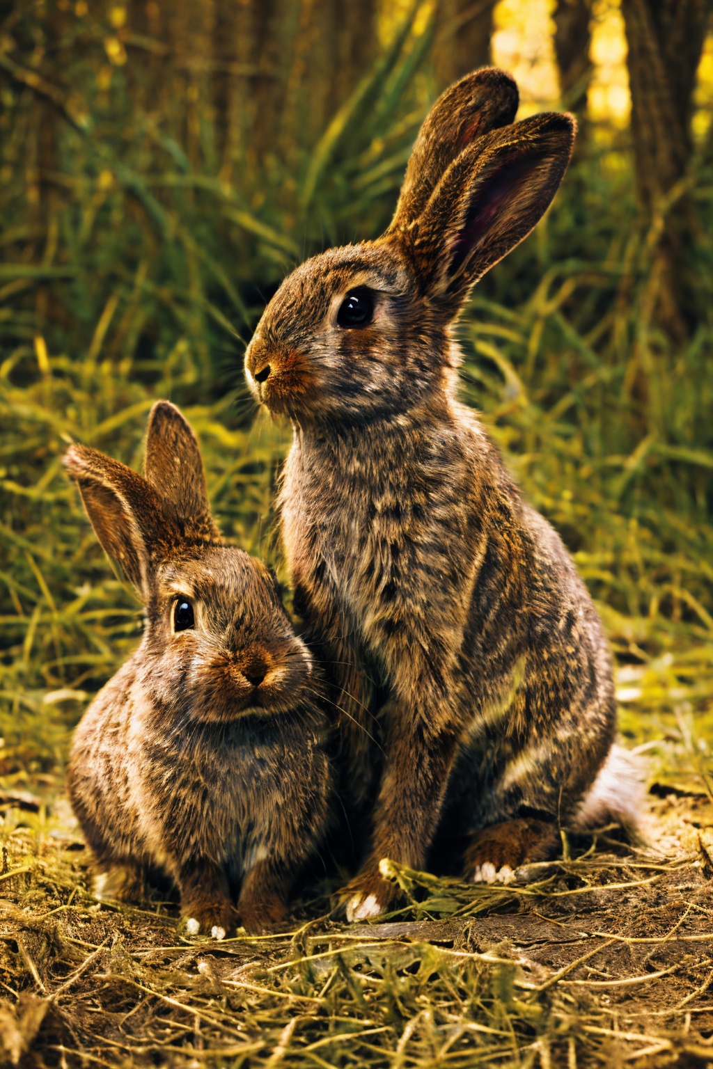 <lora:tutututu_20240119010100-000007:0.9>,brown rabbits,soft light,Three rabbits,lined up,tutututu,animal portrait,close-up,furry,long ears,masterpiece,best quality,
