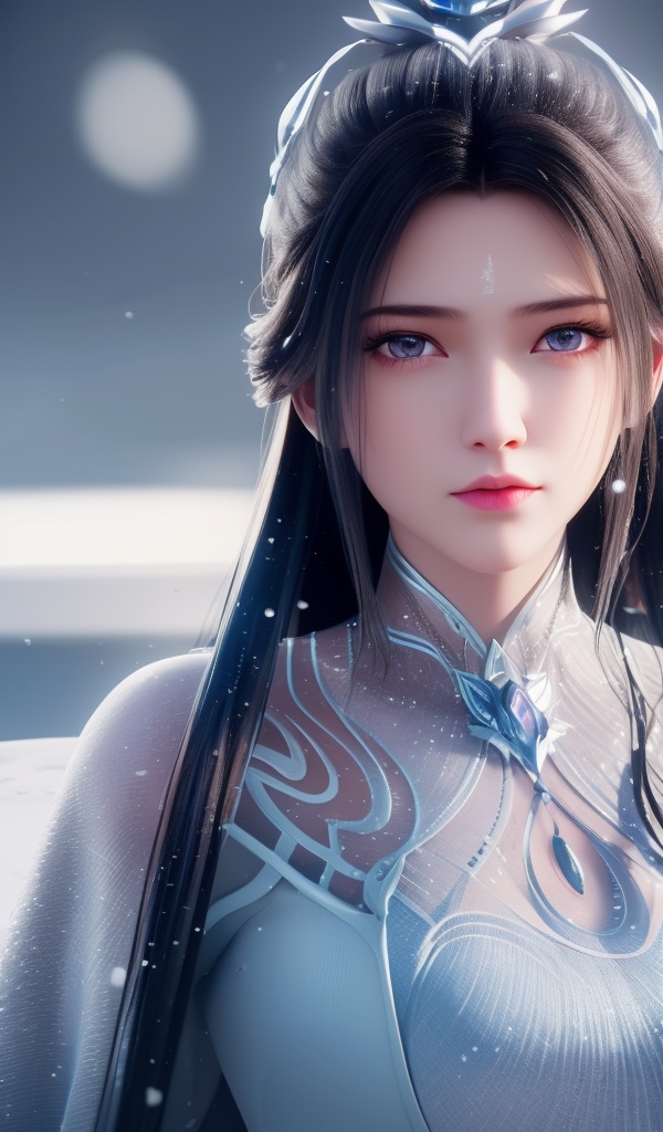 <lora:611-DA-诛仙-陆雪琪-V3:0.8>(,1girl, ,best quality, ),looking at viewer,masterpiece, (( , )),, realistic,science fiction,mole, ultra realistic 8k cg, ,outdoors, snow, snowing,