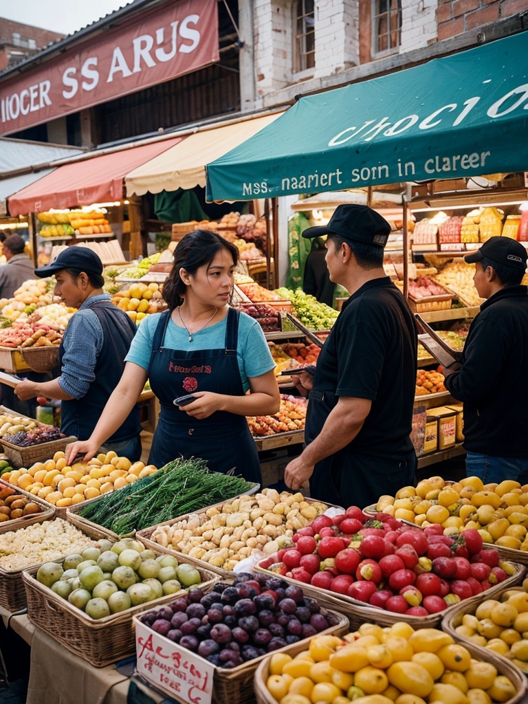 A photo of a bustling market in a historic city,  capturing the vibrant chaos of colors,  textures on Tensor.Art