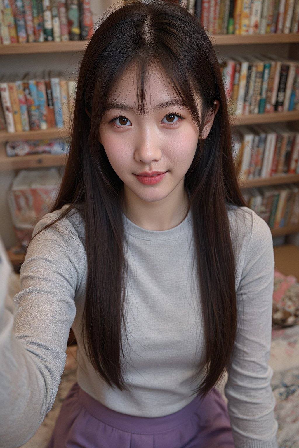 This photograph features an East Asian woman with long,  straight,  dark brown hair and bangs on Tensor.Art