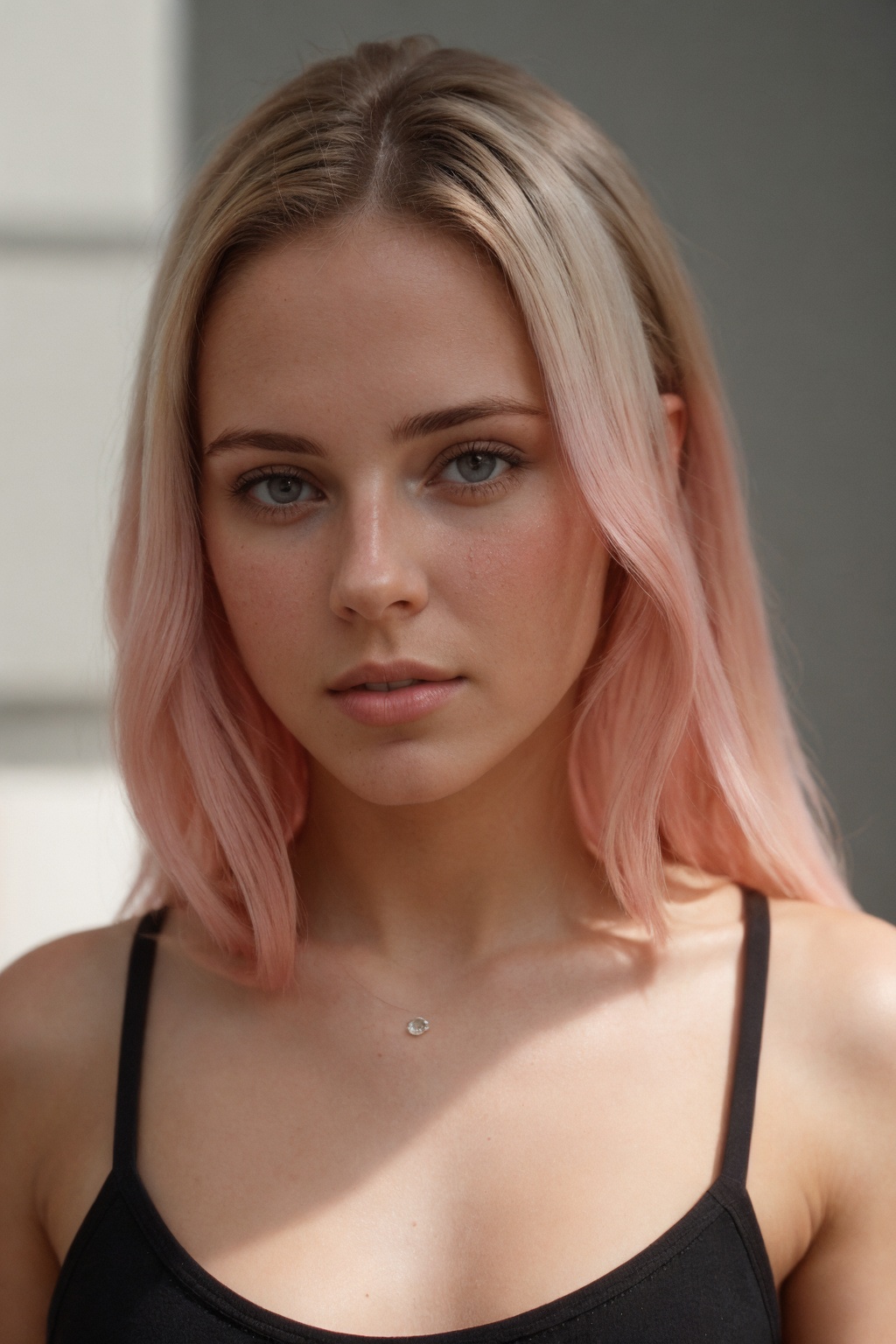 taken with iphone camera BREAK medium shot selfie of a pretty young woman,  skin imperfections BREAK blonde pink BREAK fil...