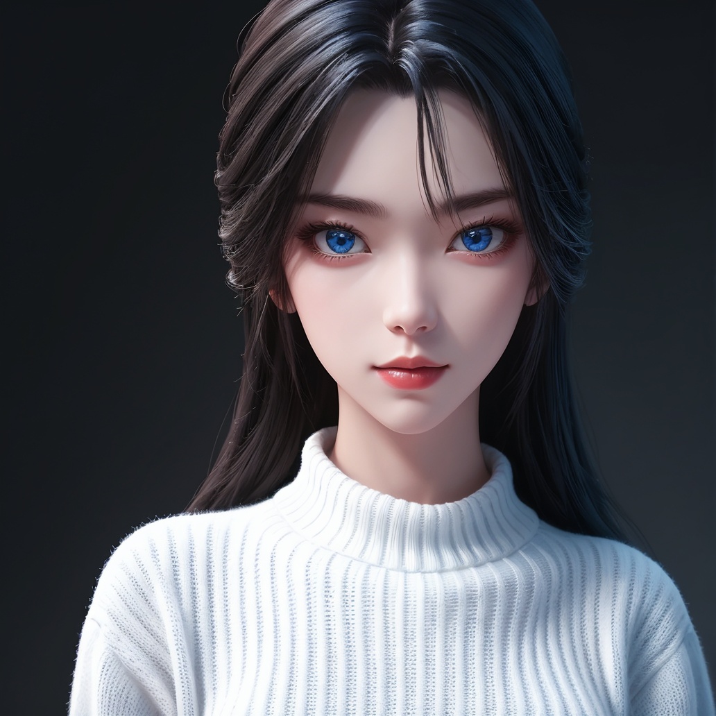 <lora:monvsd1.5:0.85>,monv,portrait,(looking at viewer),1girl,solo,white_sweater,black background,