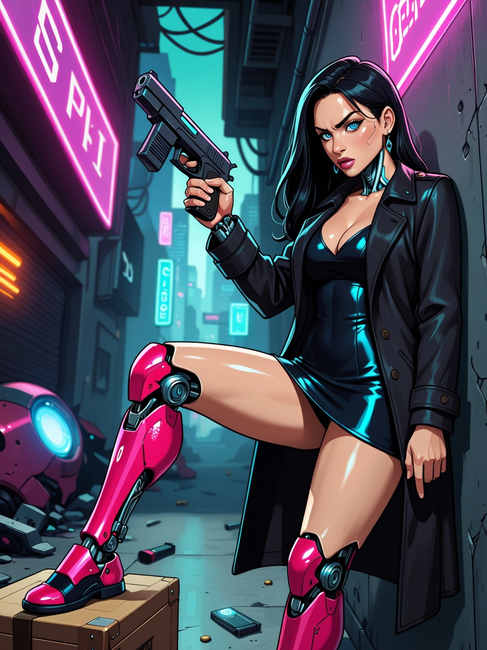 cyberpunk setting,  sci fi,  neon lighting on Tensor.Art
