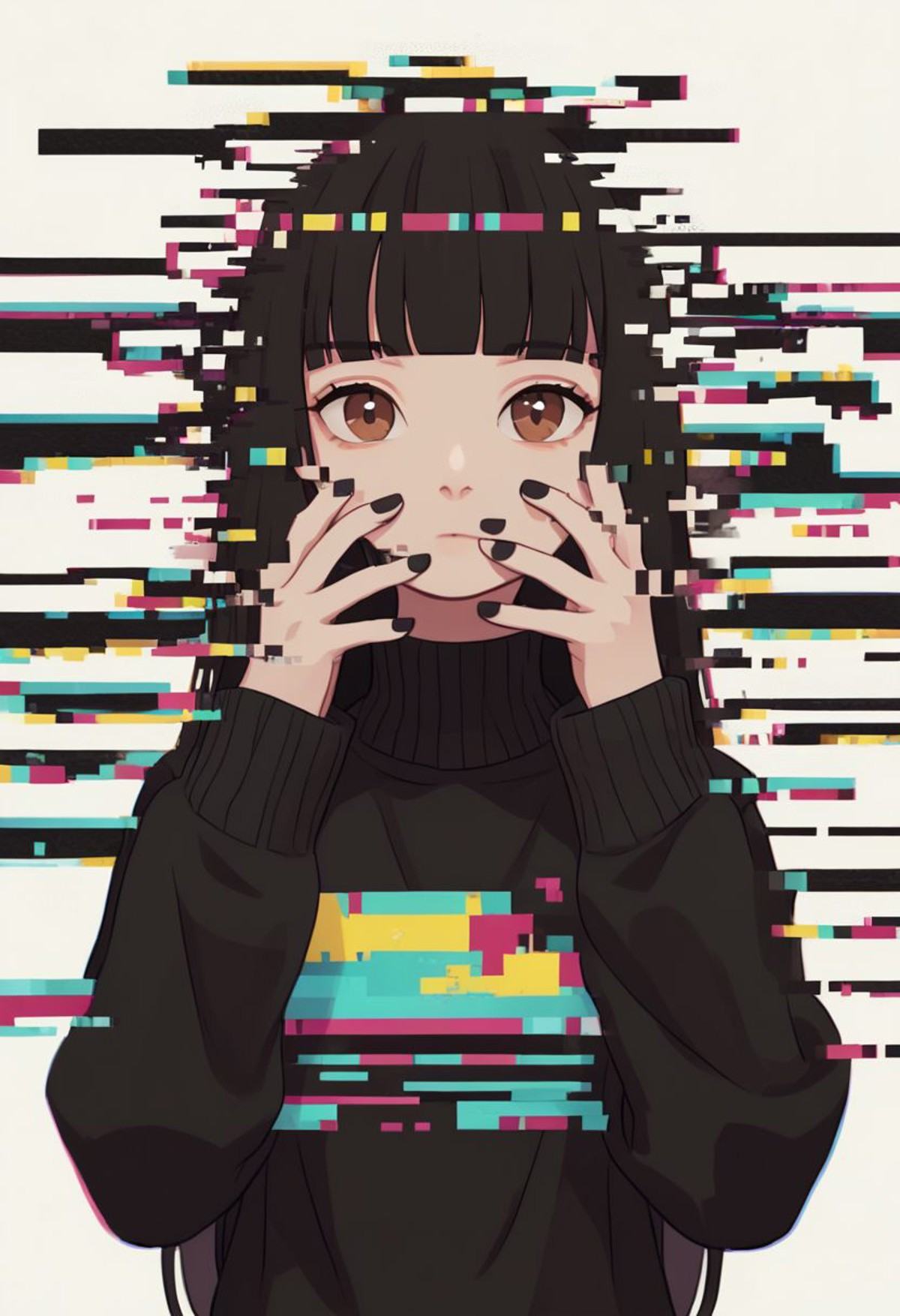 did vaporwave style,  1girl,  solo on Tensor.Art