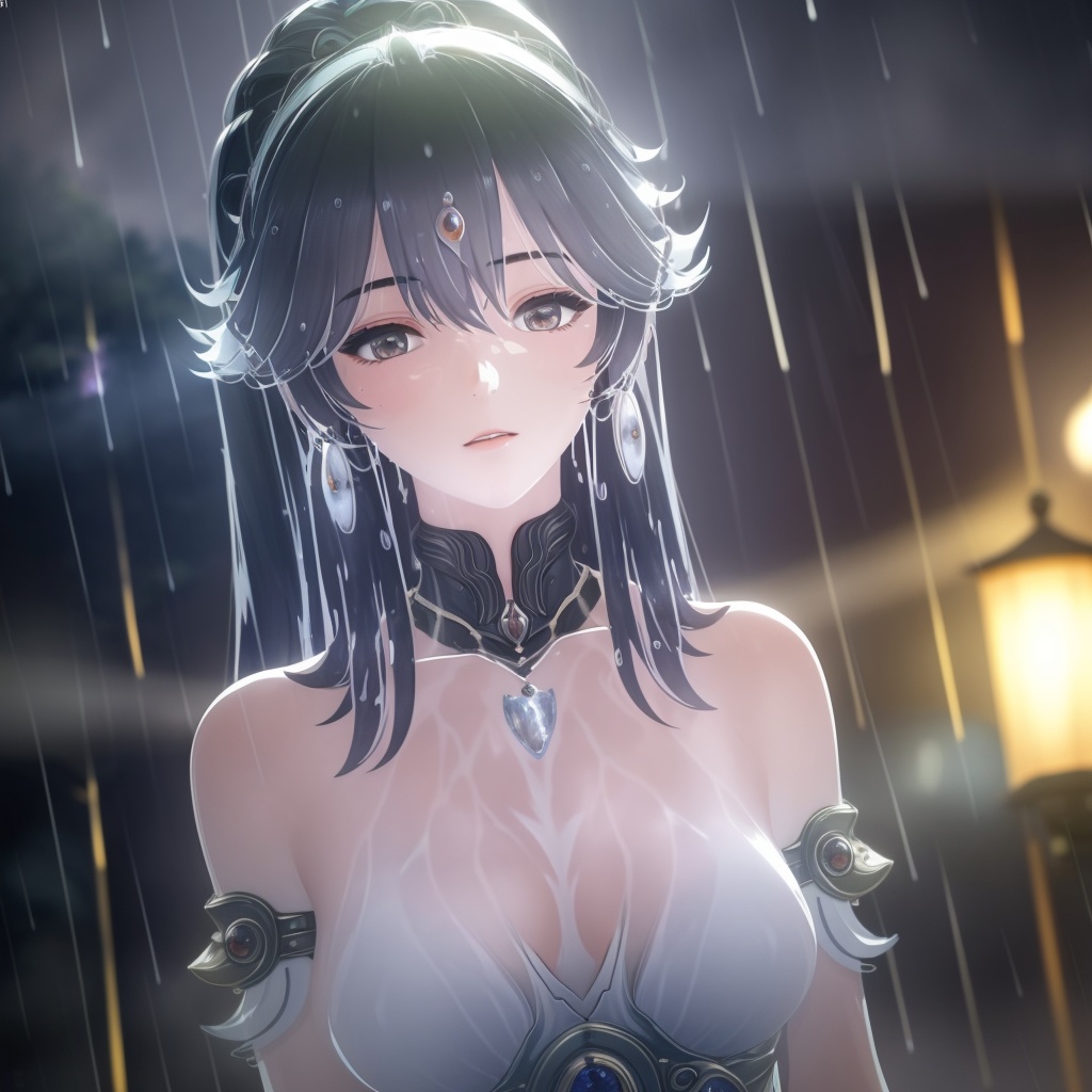 <lora:711-DA-鸣潮-女神:0.8>(,1girl, ,best quality, ),looking at viewer, ,ultra detailed 8k cg, ultra detailed background,  ultra realistic 8k cg,          cinematic lighting, cinematic bloom, (( , )),,  , unreal, science fiction,  luxury, jewelry, diamond, pearl, gem, sapphire, ruby, emerald, intricate detail, delicate pattern, charming, alluring, seductive, erotic, enchanting, hair ornament, necklace, earrings, bracelet, armlet,halo,masterpiece, (( , )),,  ,cherry blossoms,(((, night,night sky,lamppost,  ultra high res, (photorealistic:1.4), raw photo, 1girl, , rain, sweat, ,wet, )))(( , ))   (cleavage), (),