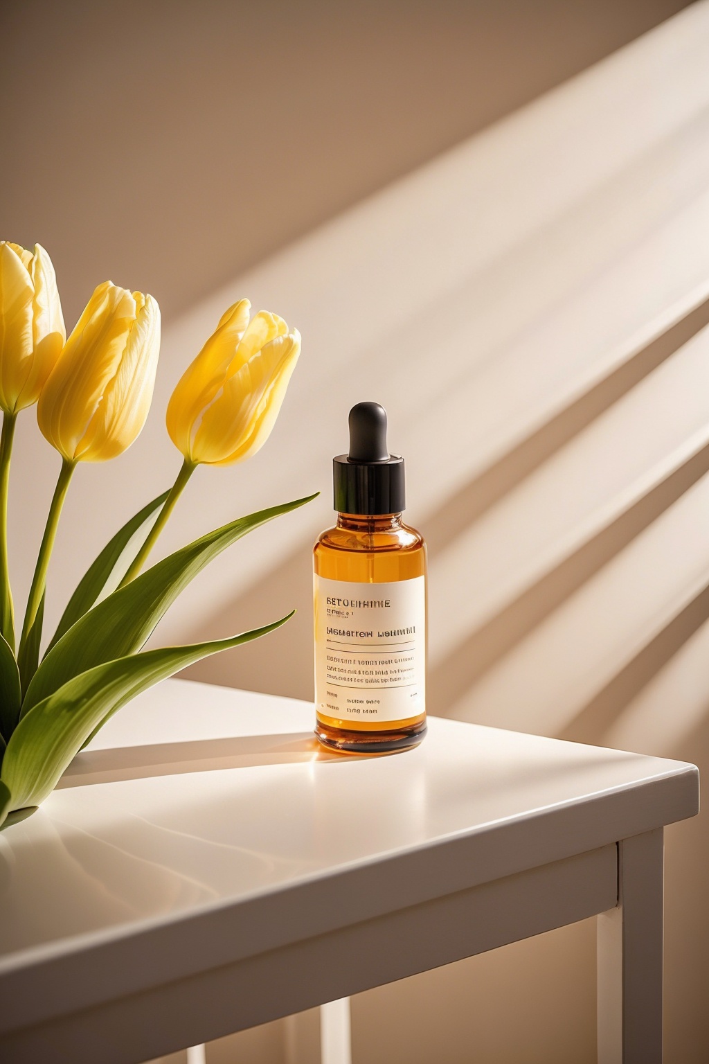 nobody,tulip,bottle,still life,table,sunlight,light,indoor,plant,light,lotion,