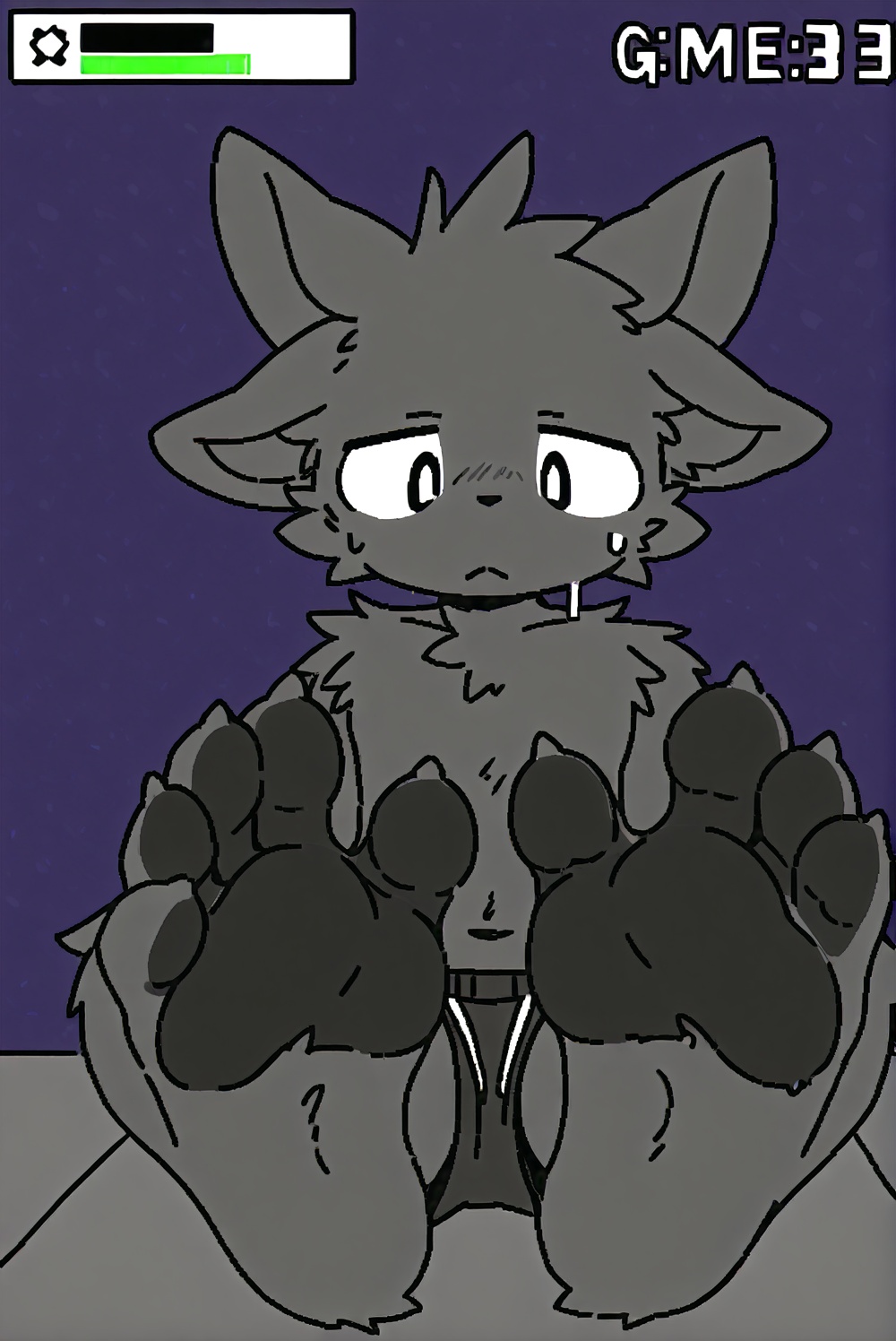 furry,boy,game ui,status bar,pixel wind,foot focus,