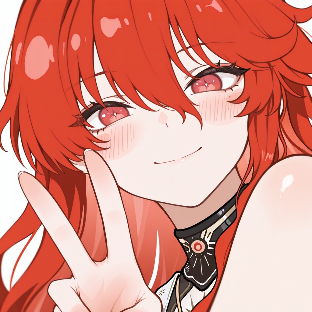 masterpiece,best quality,amazing quality,<lora:qban1:1.2>,qban1,solo,white background,simple background,looking at viewer,blush,blush stickers,<lora:augusta-000025:0.8>,1girl,red eyes,red hair,augusta \(wuthering waves\),smile,v,