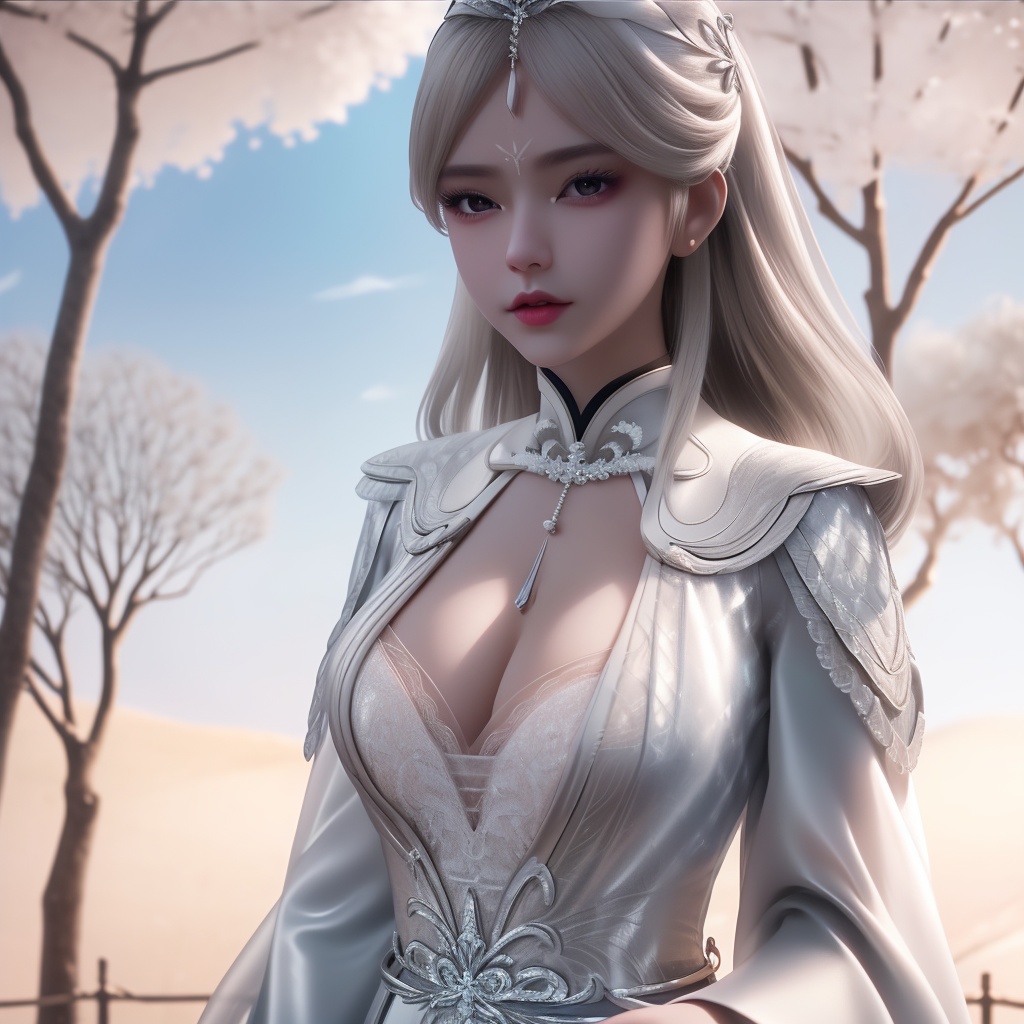 <lora:741-DA-万界独尊-杨天雪:0.8>, (,1girl, ,best quality, ),looking at viewer,  ,, ultra detailed background,ultra detailed background,ultra realistic 8k cg,,masterpiece, (( , )), fiction,mole,  ,     ,see-through, lace, (cleavage),(((, solo, sun, , bare_tree, )))