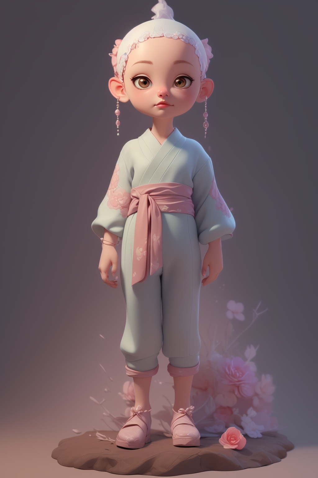((a hairless girl)),( hairless head:1.4),full body, Mythology, big eyes, meditation, Buddha beads, jumpsuit, Hanfu, Embroidery, delicate, detailed, (gauze :1.4), depth of field, masterpiece, best quality, official art, very detailed CG unified 8k wallpaper, (Masterpiece :1,2), best quality, masterpiece, high resolution, original, very detailed wallpaper, Perfect lighting, (very detailed CG:1.2), painting, brushes