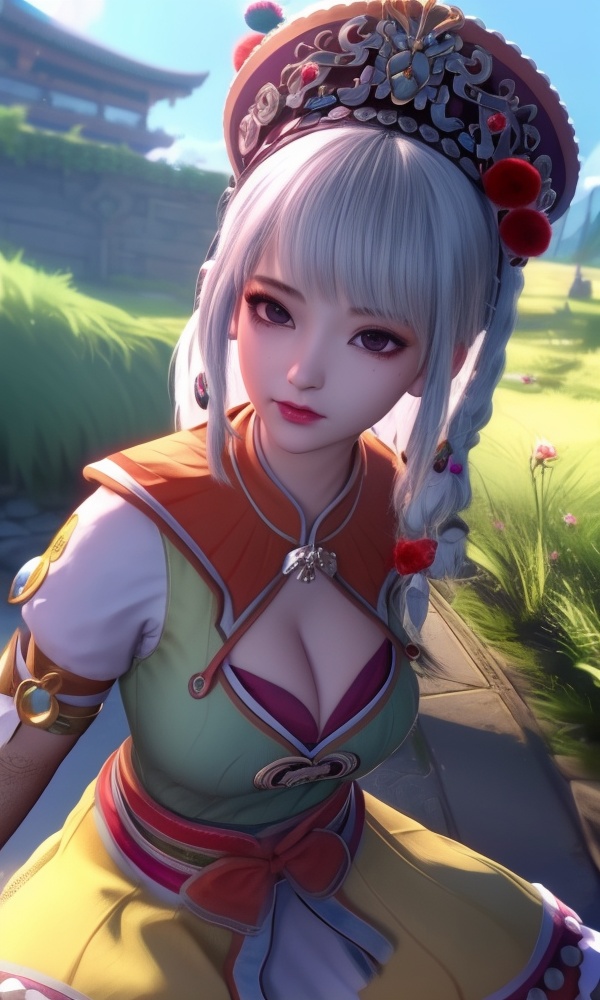 (,1girl, ,best quality, ),looking at viewer, <lora:433-DA-少年歌行-小白:0.8> ,ultra detailed background,ultra detailed background,ultra realistic 8k cg,, ,masterpiece, (( , )),, , , spirit blossom \(league of legends\),   ,   (cleavage), (), ,,