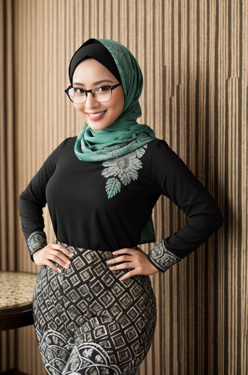 1girl,  javabatik,  mint and black batik on Tensor.Art
