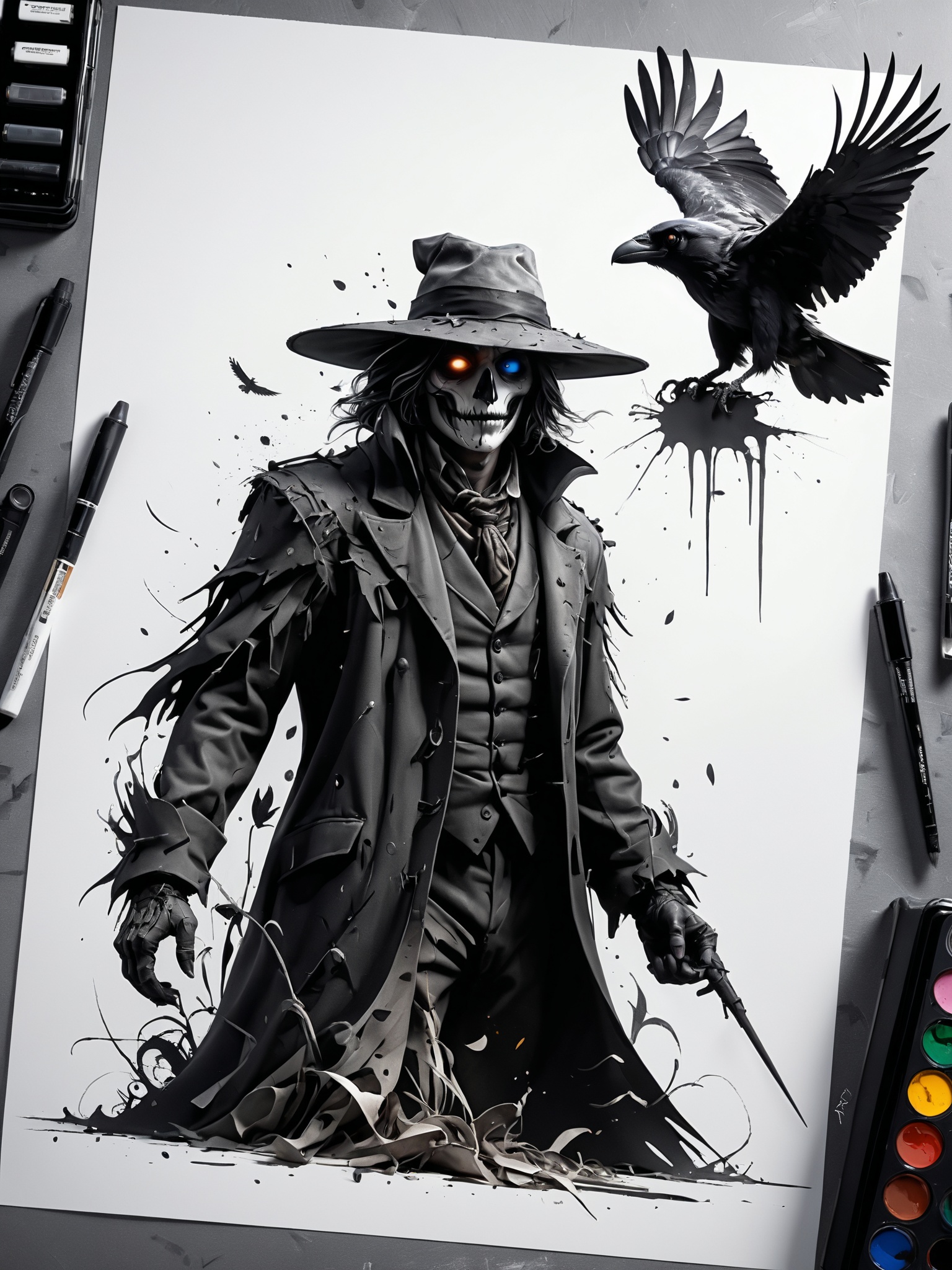 Vektor Create an exquisite ink painting on white paper that is the perfect multi-exposure work of art. This piece was inte...