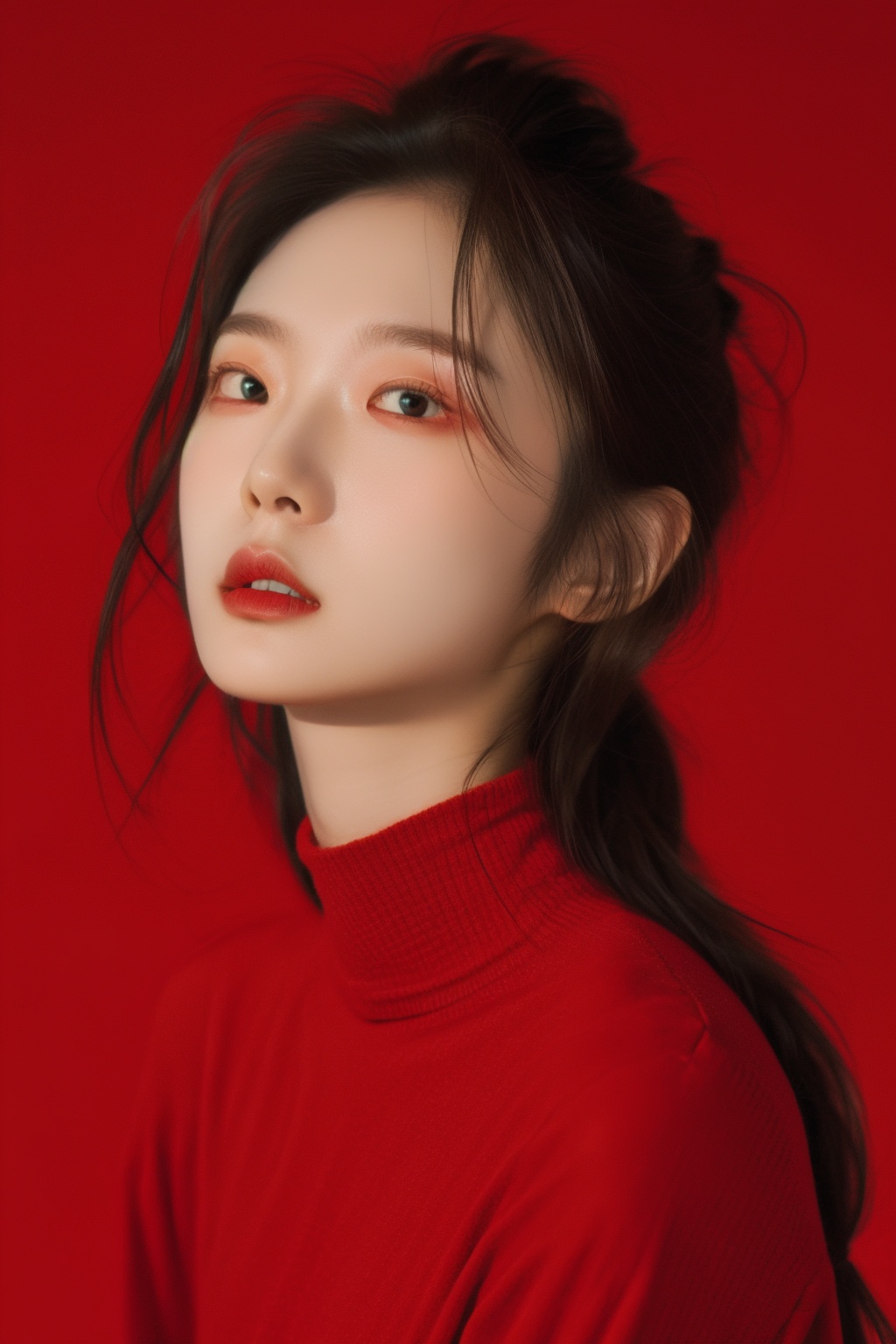 red background,