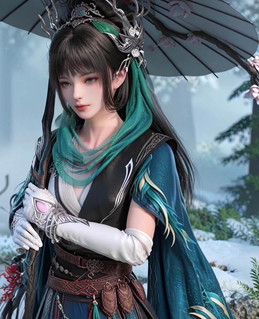 (oriental architecture, elegant decor, sophisticated style:1.1),(Arms crossed over the chest,:1.1),(breasts:1.2),<lora:XL剑网三陈月宗主:0.95>,miss chenyue,dress,black hair,hair ornament,earlock,blunt bangs,white gloves,belt,scarf,bracelet,, score_9,score_8_up,score_7_up,score_6_up,score_5_up,score_4_up,3d rendering,tag1,tag2, Cinematic Lighting,backlighting,