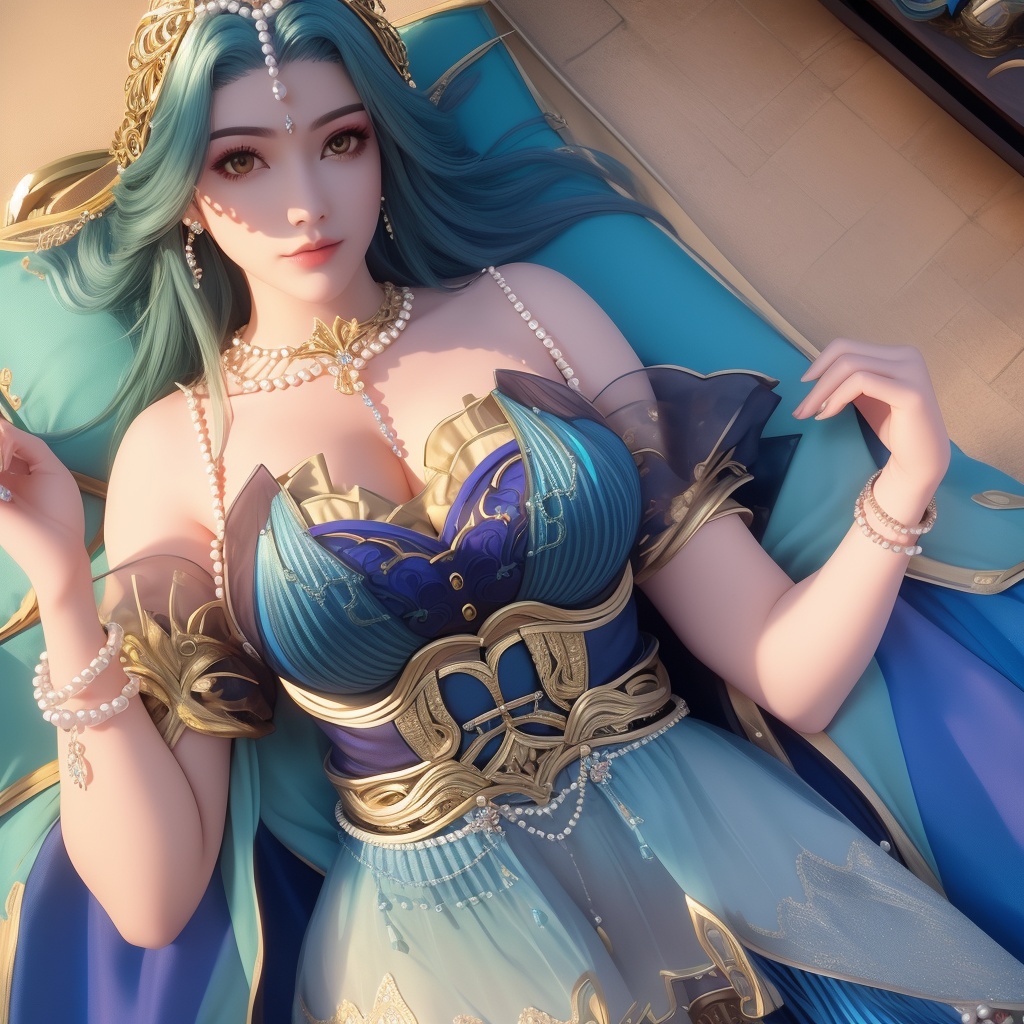 <lora:642-DA-完美世界-龙女:0.8>(,1girl, ,best quality, ),looking at viewer,masterpiece, ((((1girl, solo , lying, )))) (cleavage), (), ,ultra realistic 8k cg,   clean, masterpiece,      (( , )),,  , unreal, science fiction, luxury, jewelry, diamond, gold, pearl, gem, sapphire, ruby, emerald, intricate detail, delicate pattern, charming, alluring, seductive, erotic, enchanting, hair ornament, necklace, earrings, bracelet, armlet,halo,(cleavage),, (),