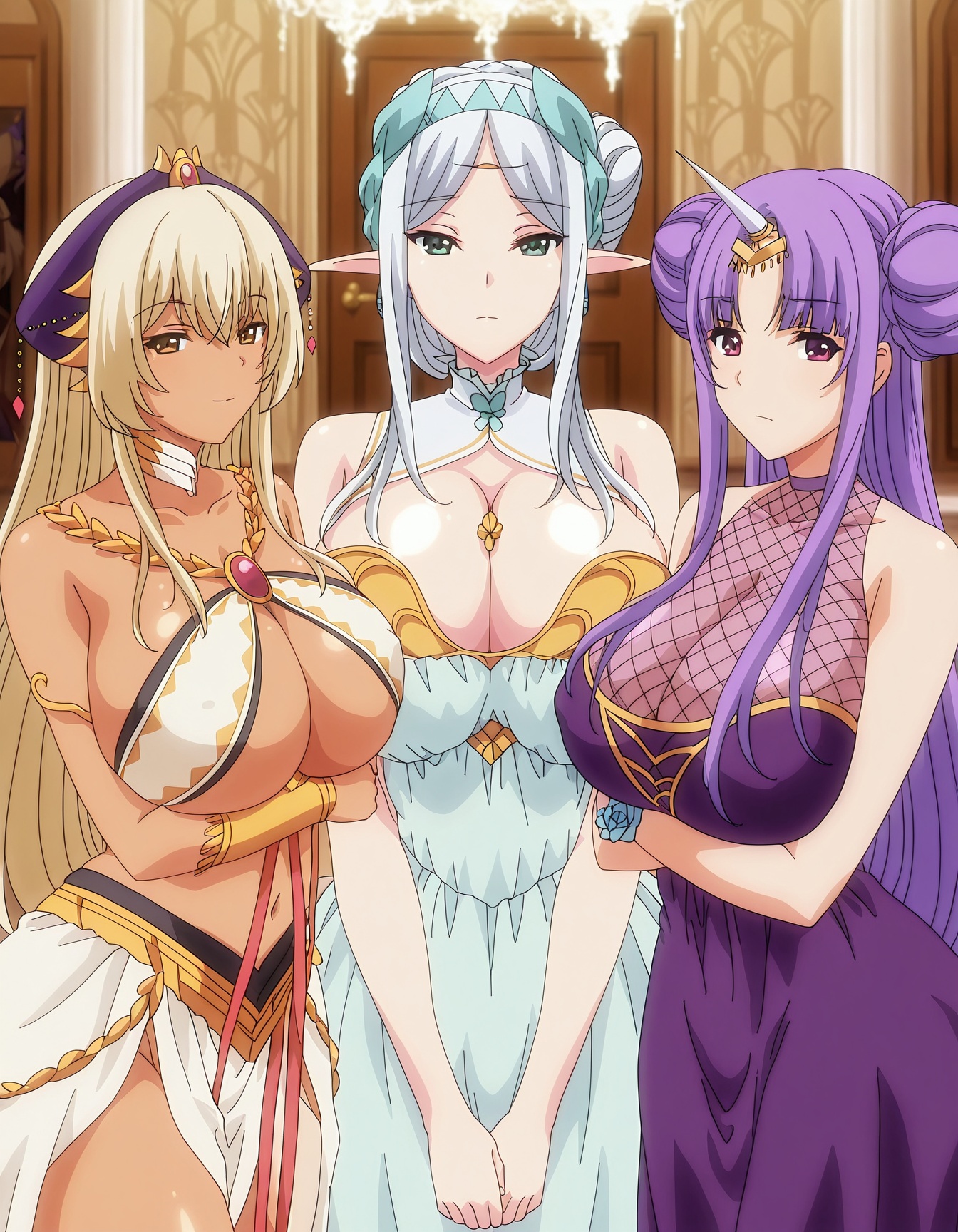 3girls,  cowboy shot,  looking at viewer on Tensor.Art