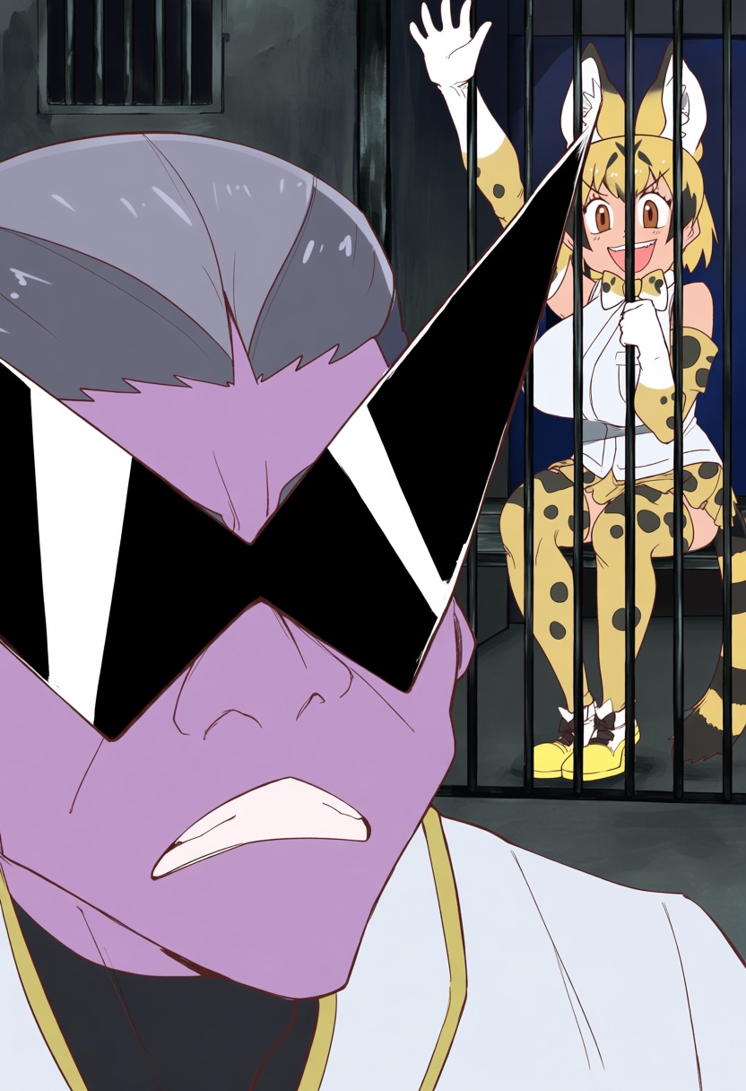 @aquariuslaoru. A close-up shot framed on HuginDD's face as he stands in front of a heavy metal prison cell door with a sm...