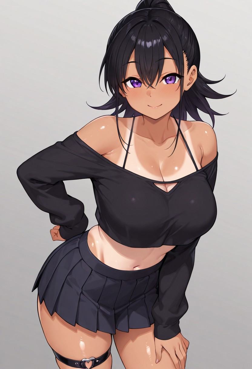 yuuki,  tanned skin,  black hair on Tensor.Art