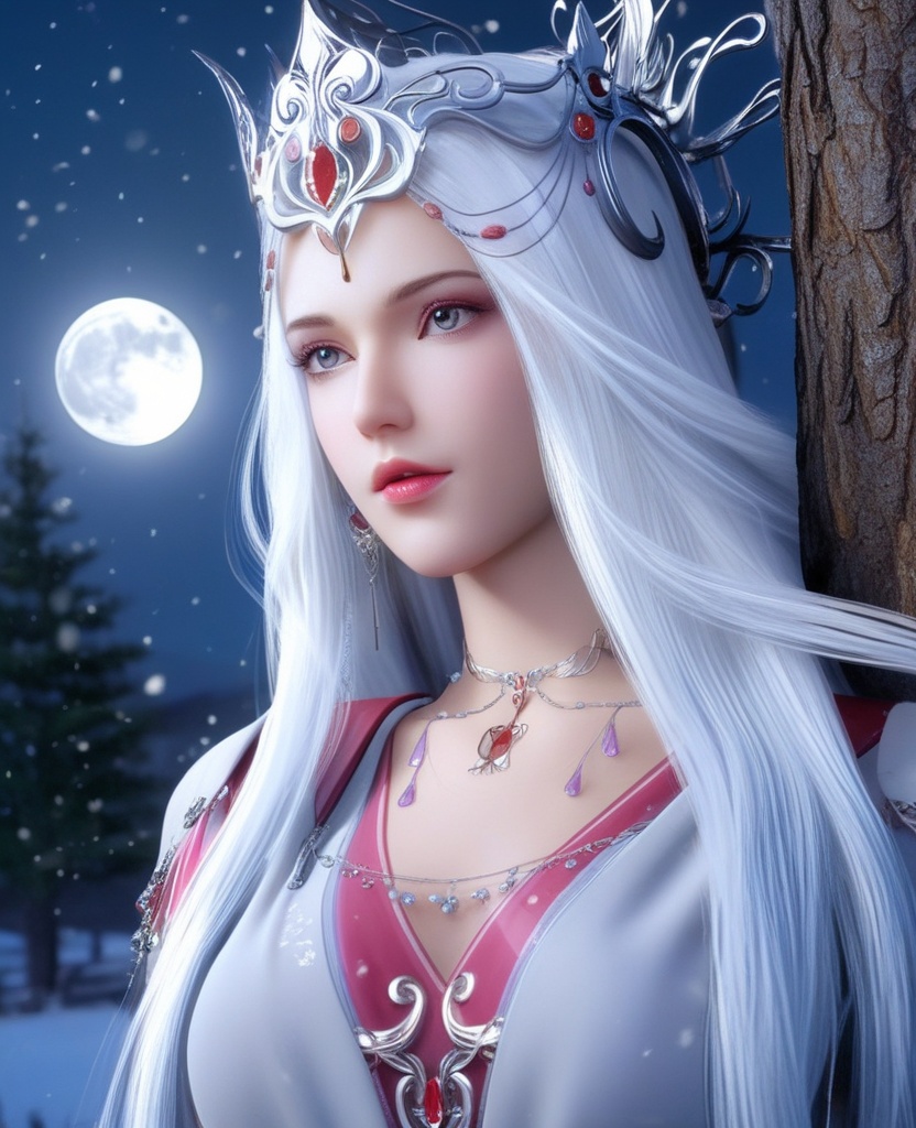 <lora:700-DA-XL-斗罗大陆-波赛西:0.8>(,1girl, ,best quality, ),looking at viewer,  ultra realistic 8k cg, picture-perfect face,   clean, masterpiece,     cinematic lighting, cinematic bloom, fantasy,  , unreal, science fiction, ((,1girl, pov,))(((,tree, 1girl, full moon,snowing,snow ,solo,     solo focus,  long_hair, looking_at_viewer,  )))  (rich:1.4,)     prestige, luxury, jewelry, diamond, gold, pearl, gem, sapphire, ruby, emerald, intricate detail, delicate pattern, charming, alluring, seductive, erotic, enchanting, hair ornament, necklace, earrings, bracelet, ,
