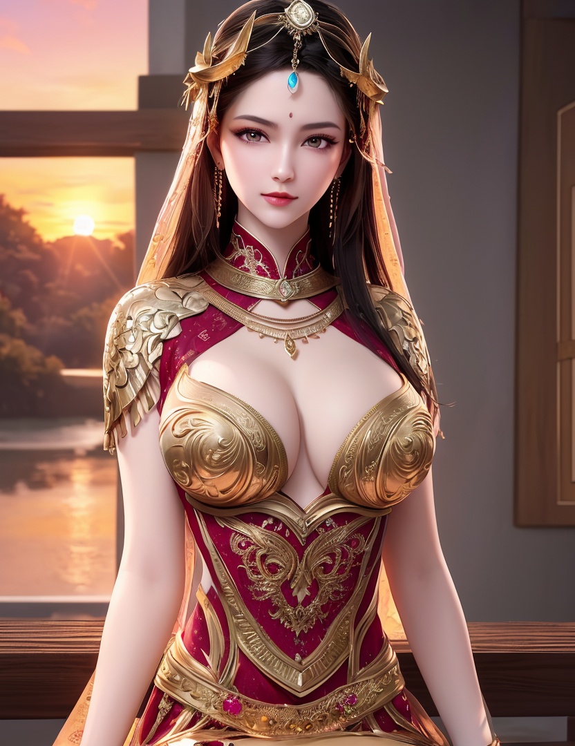 ultra realistic 8k cg, picture-perfect face, flawless, clean, masterpiece, professional artwork, famous artwork, cinematic lighting, cinematic bloom, perfect face, beautiful face, fantasy, dreamlike, unreal, science fiction,   lace, lace trim, lace-trimmed legwear, luxury, jewelry, diamond, gold, pearl, gem, sapphire, ruby, emerald, intricate detail, delicate pattern, charming, alluring, seductive, erotic, enchanting, hair ornament, necklace, earrings, bracelet, armlet,halo,autumn,((,1girl, pov,))  , ((((1girl, solo,outdoors, large breasts, sunset,  ))))  <lora:DA_MuQingQing:0.6>