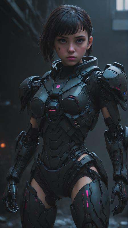 a girl in the dark,  mecha,  sci-fi armor on Tensor.Art