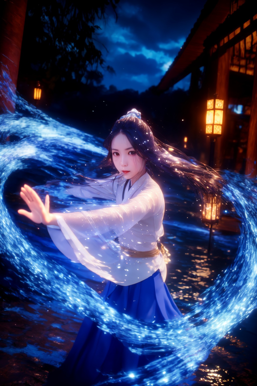 using water-magic,water-magic,using water-magic,ancient-costume,dancing,water-magic,fighting stance,1girl,solo,<lora:magic_fighting_water_512_dreamshaper_8:0.8>,