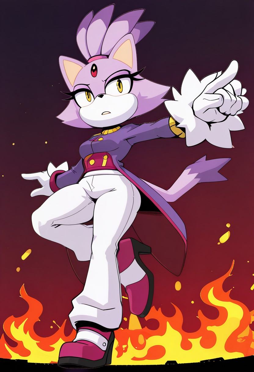 solo female,  female focus,  Blaze the Cat on Tensor.Art