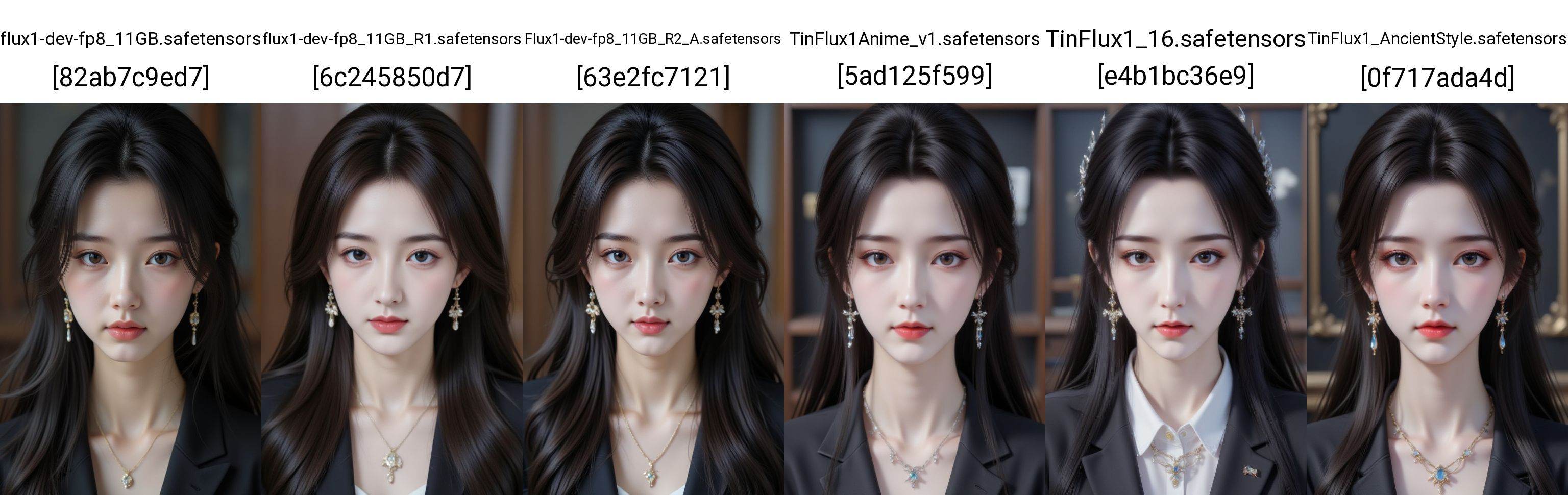 <lora:20251109_TinFlux1CharactersFace10:1>, HDR photo of cinematic film still, 1girl, solo, long hair, looking at viewer, black hair, brown eyes, jewelry, closed mouth, earrings, necklace, portrait, suit, formal, AnMiaoYi