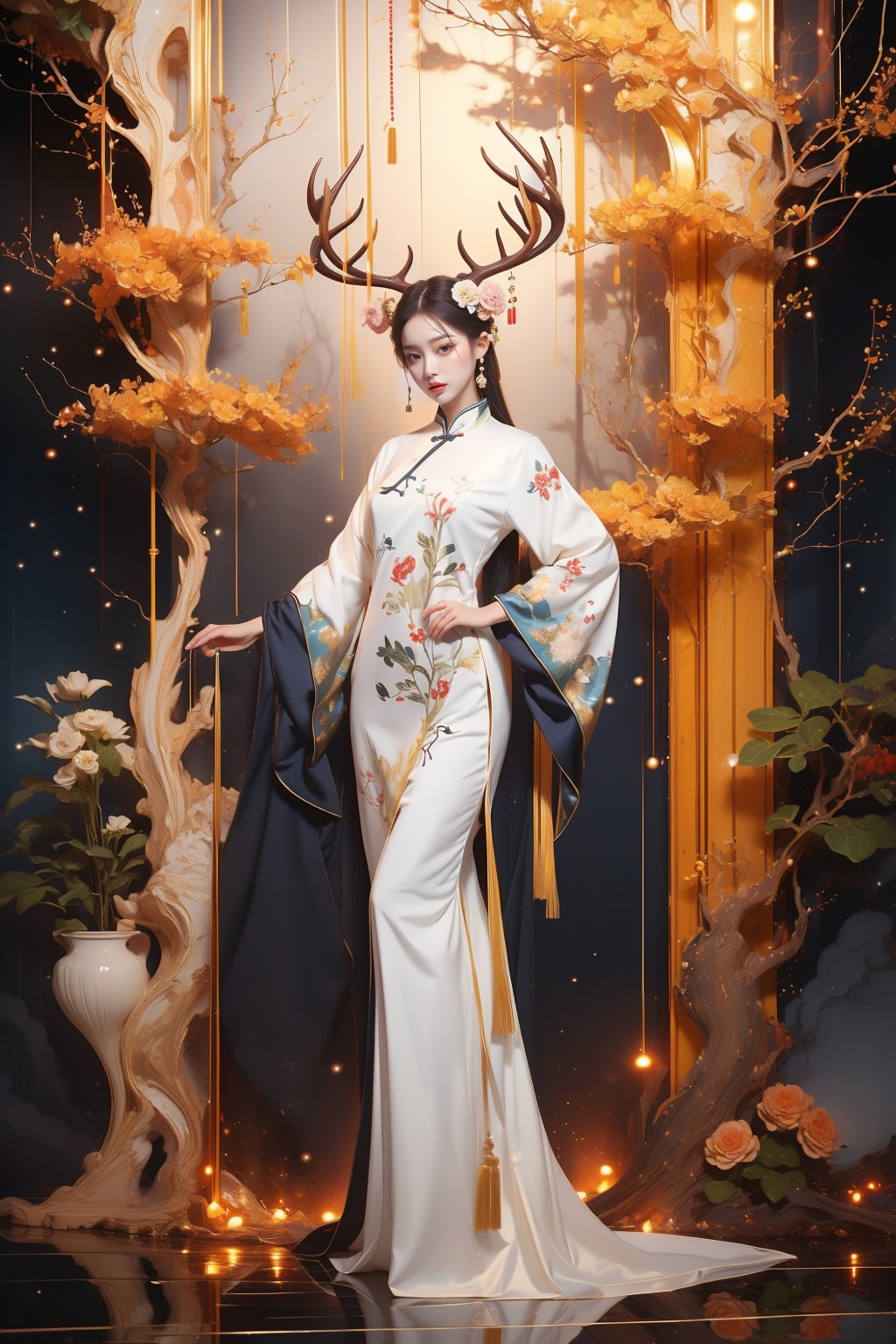 1girl,  chinese clothing,  flower on Tensor.Art