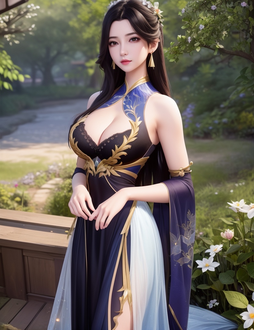 <lora:514-DA-万古狂帝-柳妃:0.8>(,1girl, ,best quality, ),looking at viewer,  ,,ultra detailed background,ultra detailed background,ultra realistic 8k cg, ,masterpiece, (( , )),, realistic,science fiction,mole, ultra realistic 8k cg, ,     ,crescent moon, jasmine \(flower\),     (cleavage), (),
