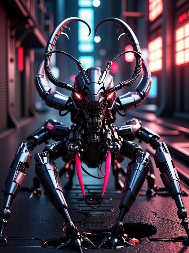 mecha,Mechanical_Beetle,Mechanical_Beetle,Mechanical_Beetle,Mechanical caw,(caw:1.2),no humans,robot,science fiction,cable,lights,mecha,Featuring a sci-fi style and colorful background colors,