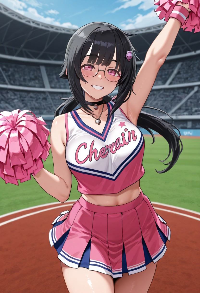 kuu,  pink eyes,  black hair on Tensor.Art