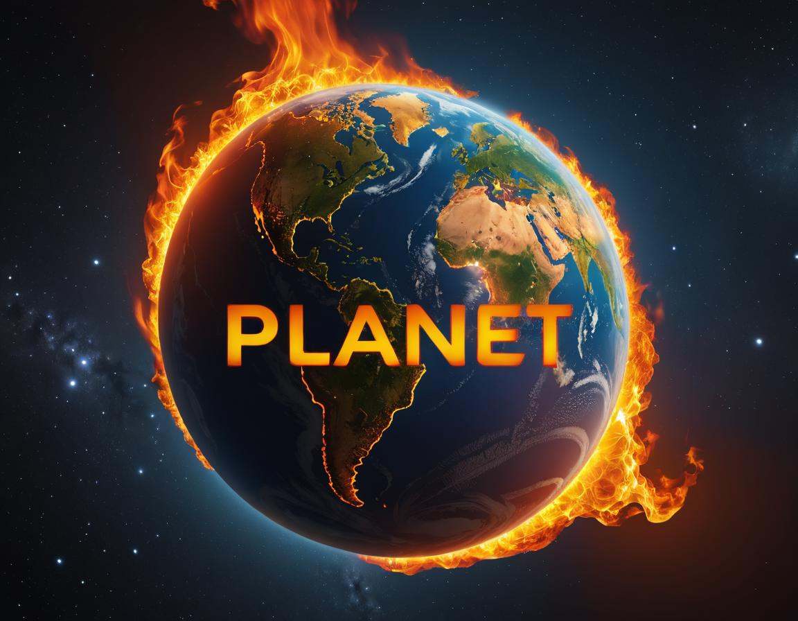 A fire symbol surrounding the word Planet. on Tensor.Art