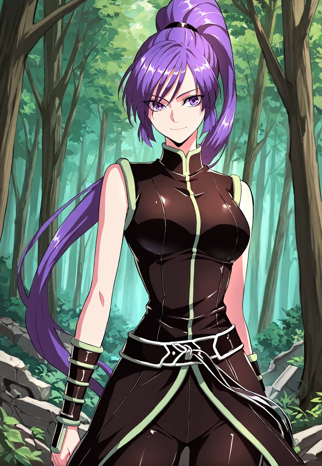 1 girl,  solo,  purple hair on Tensor.Art