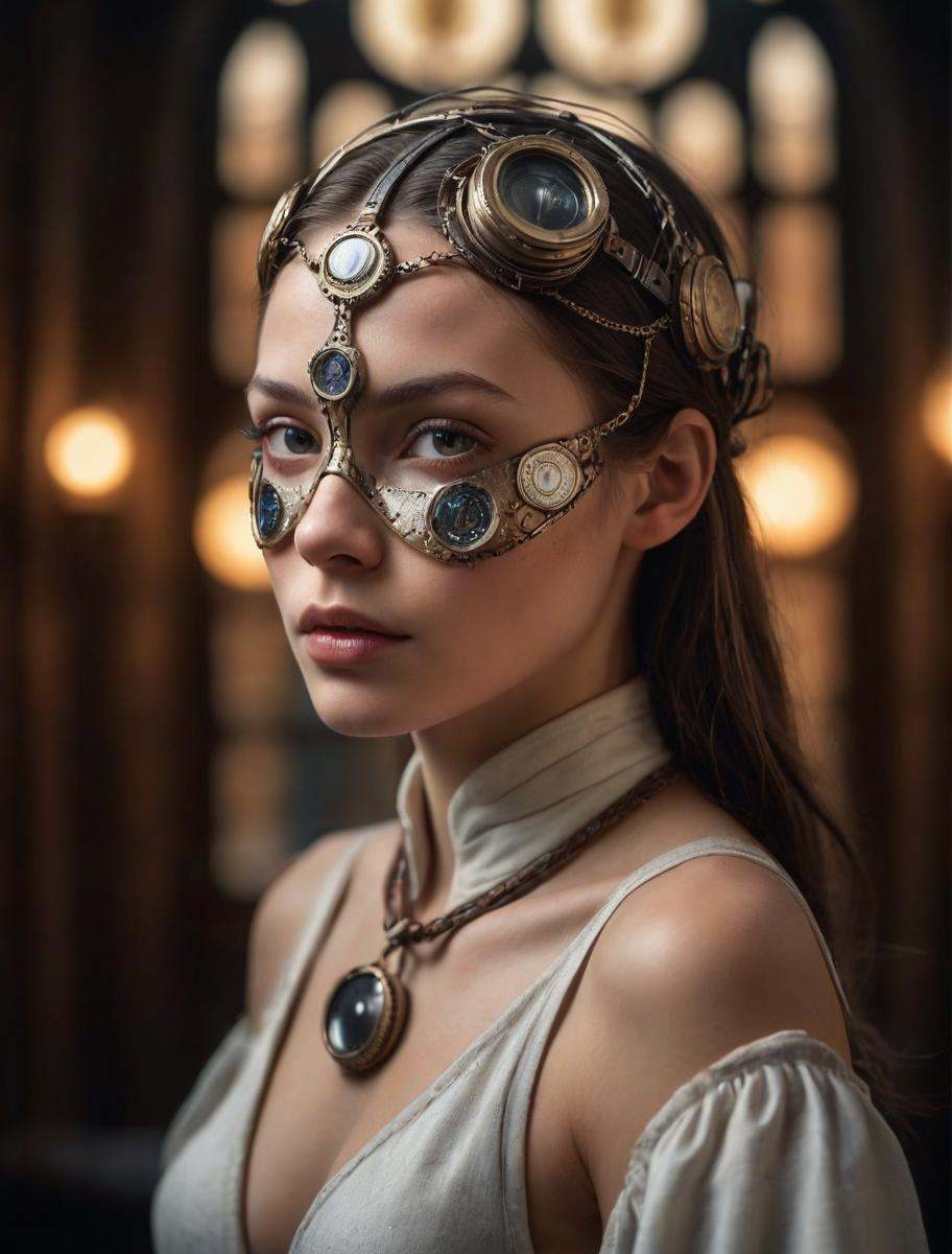photograph,  Cyborg young_woman,  Medieval monocle on Tensor.Art