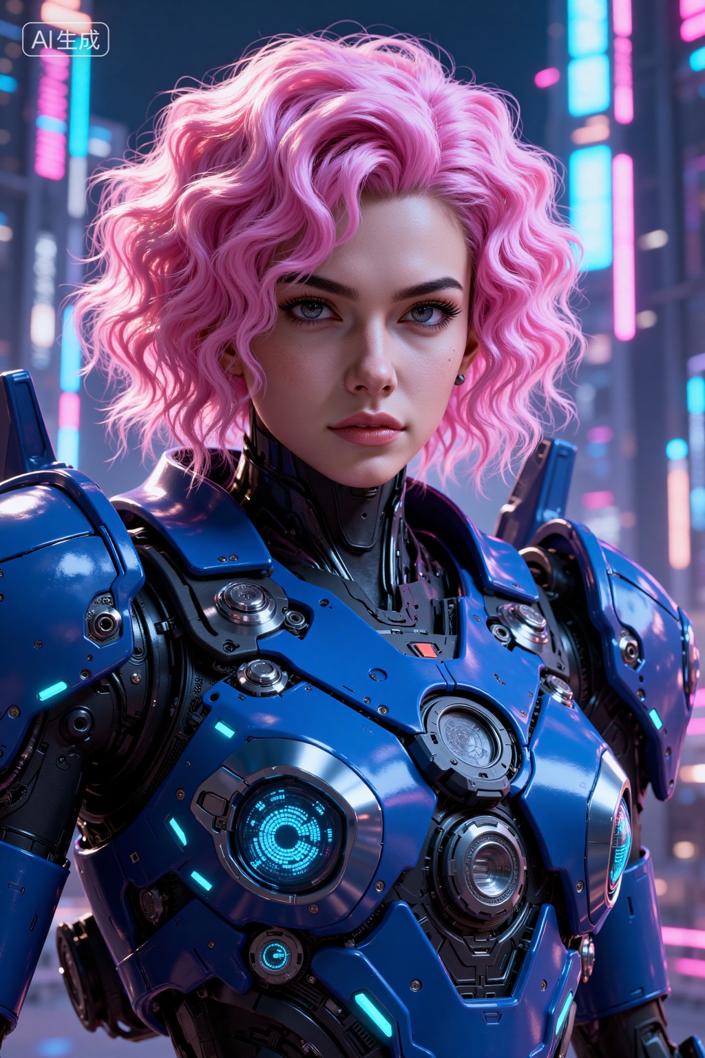 A highly detailed CGI image of a young woman with pink,curly hair wearing futuristic,high-tech armor with glowing blue and pink accents. She has a serious expression and is set against a vibrant,neon-lit cityscape background. The armor features multiple screens and complex mechanical components.,, Negative prompt: ng_deepnegative_v1_75t,(badhandv4:1.2),EasyNegative,(worst quality:2),,nsfw, Steps: 20, Sampler: DPM++ 2M, CFG scale: 3.5, Seed: 1705520546, Size: 1024x1536, Model hash: 8cba4f1ef4, Model: F.1基础算法模型-哩布在线可运行_F.1-dev-fp8.safetensors, Denoising strength: 0, RNG: CPU, Lora 1: 20250924-1758728956383-0005, Lora Hash 1: ad89eec96e, Lora Weight 1: 0.8, Lora 2: 20250921-1758470786570-0005, Lora Hash 2: 12dabb1585, Lora Weight 2: 0.2, vae_name: automatic