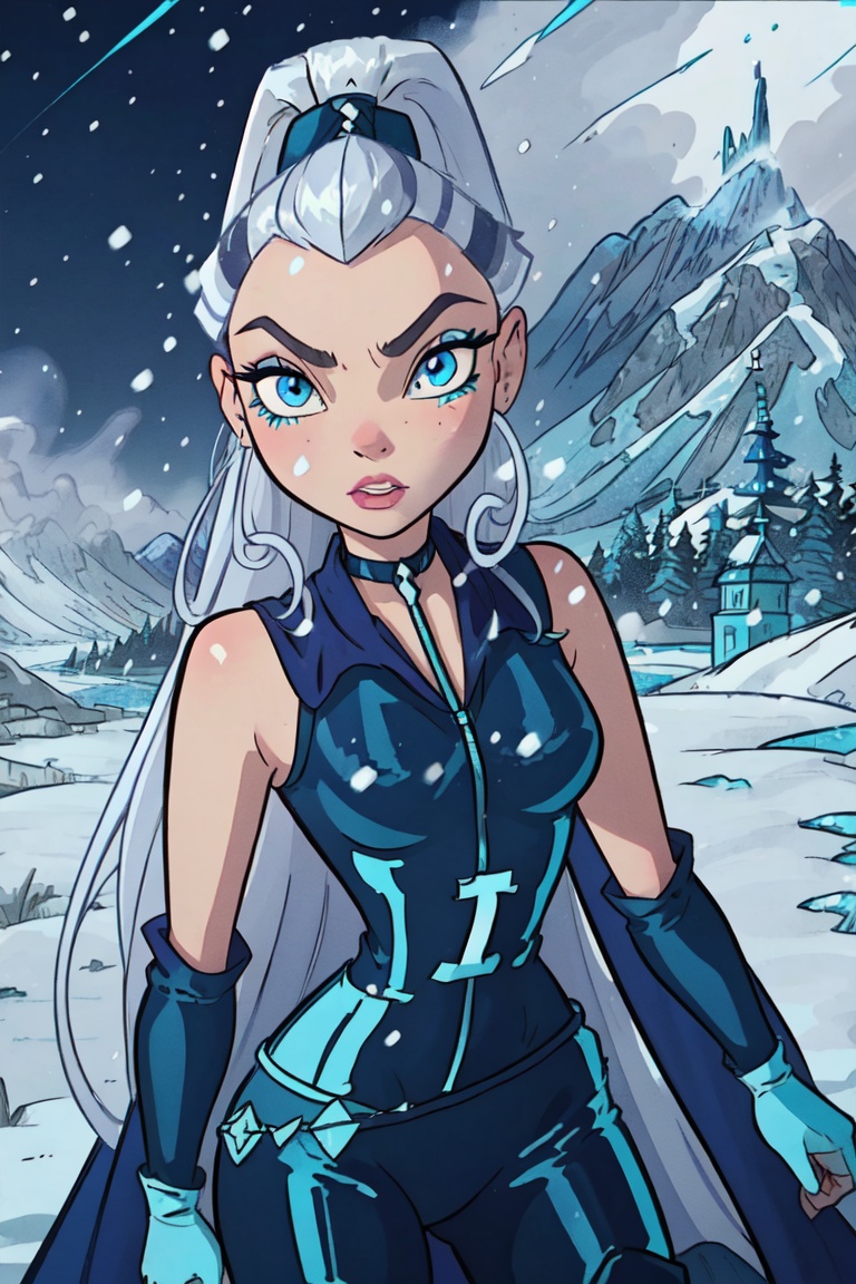 (Icy),  blue eyes,  white hair on Tensor.Art